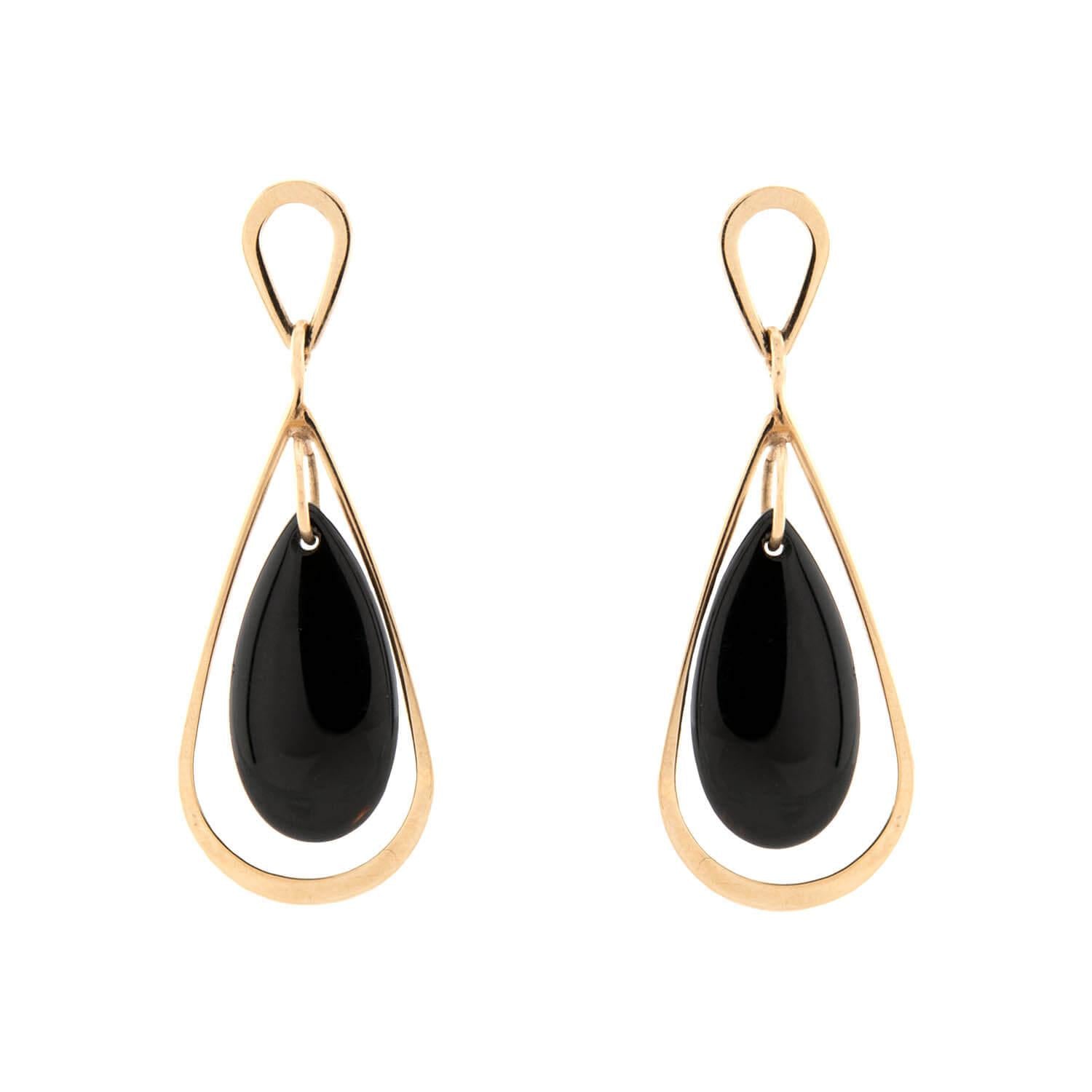 NABCO Estate 14k Onyx Teardrop Earrings