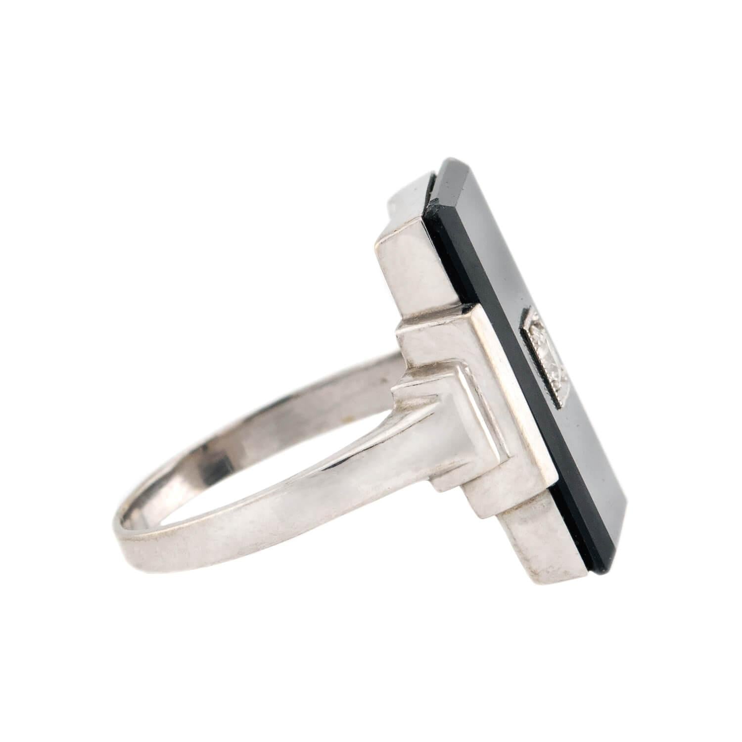 Art Deco 14k Onyx & Diamond Ring