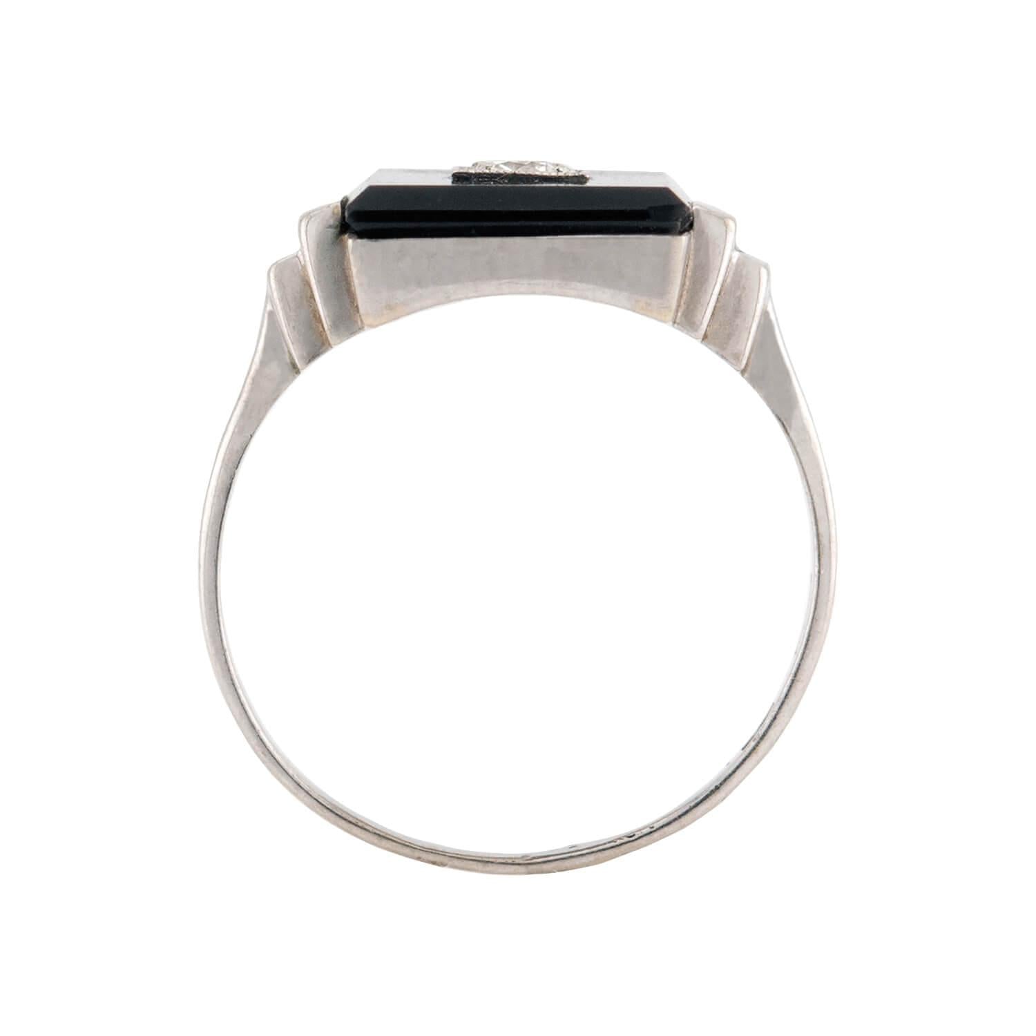 Art Deco 14k Onyx & Diamond Ring