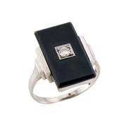 Art Deco 14k Onyx & Diamond Ring