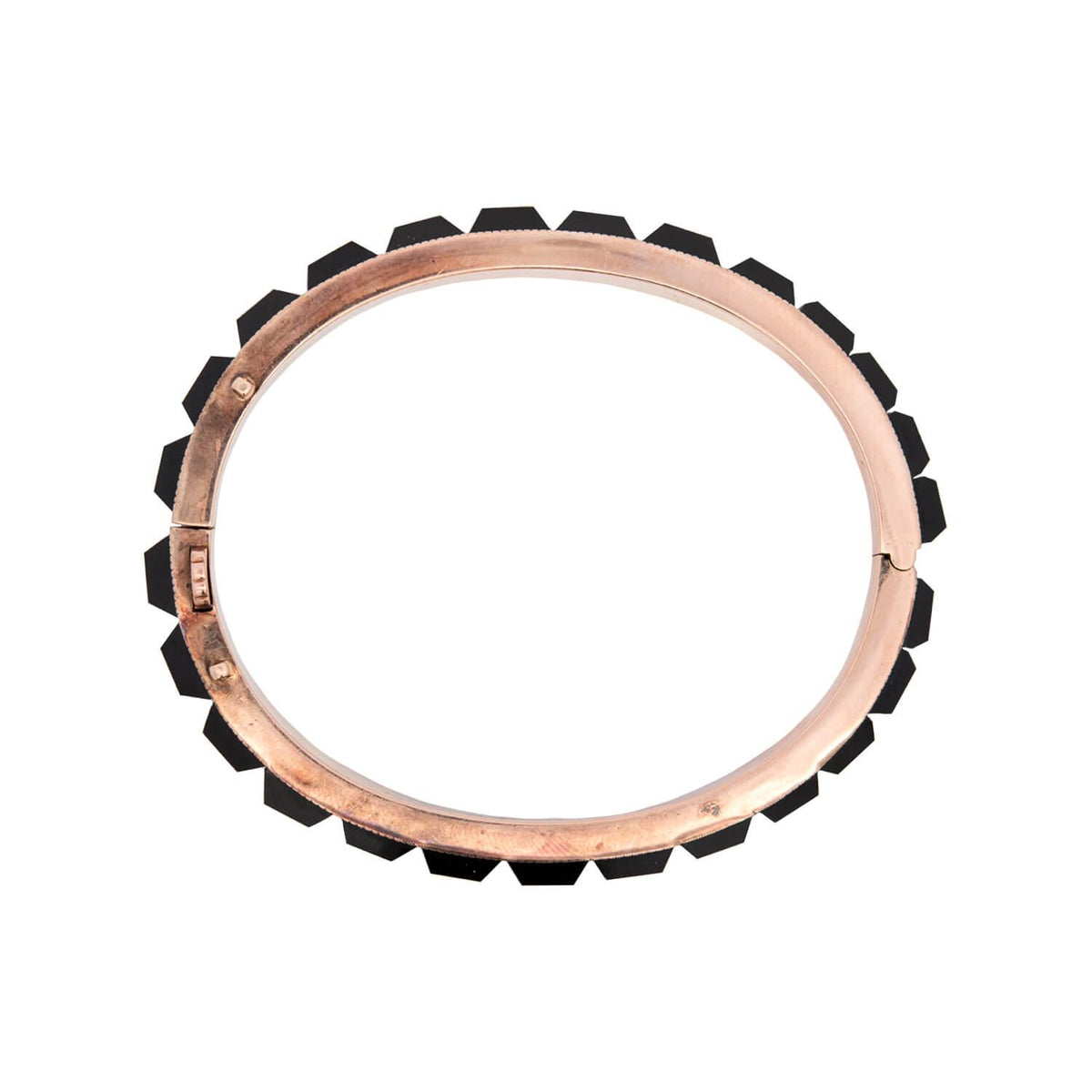 Victorian 14k Onyx Hinged Bangle