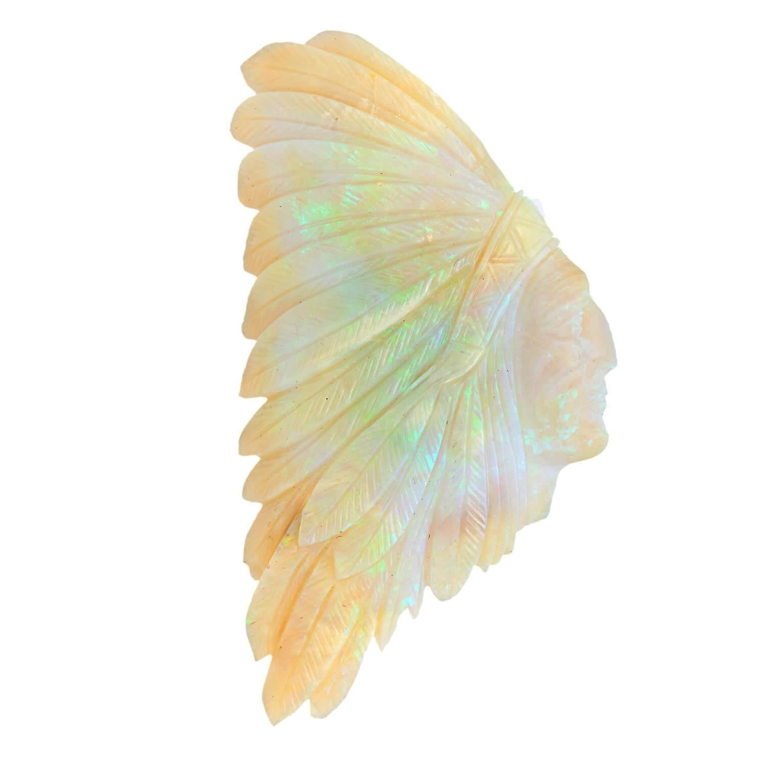 Estate Carved Opal Native American Plaque