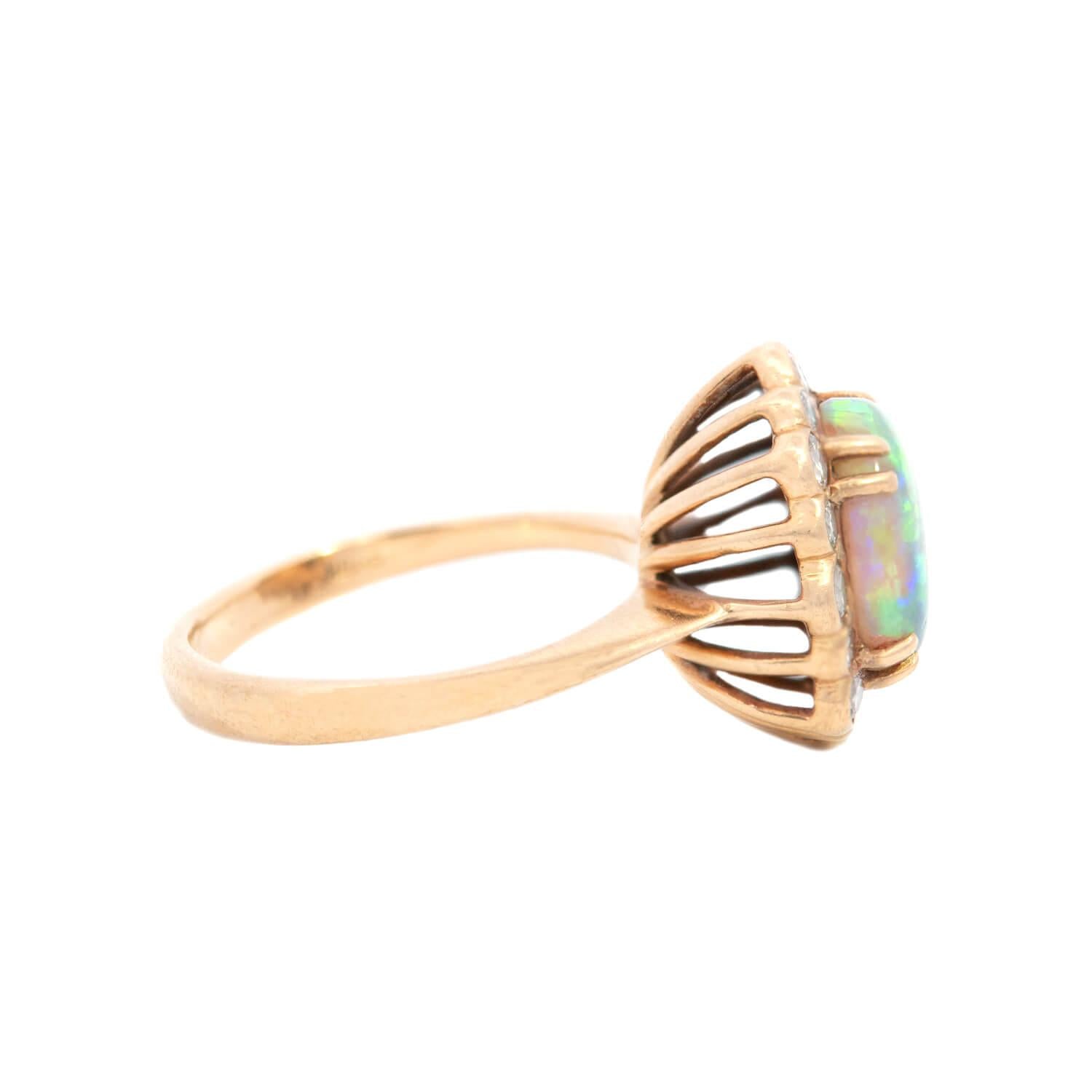 Vintage 18k Opal and Diamond Halo Ring