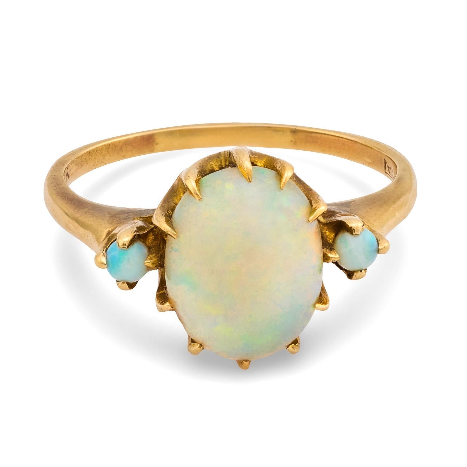 Edwardian 10k Opal Three Stone Ring
