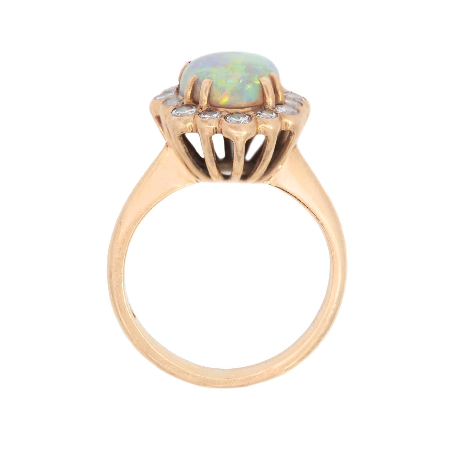 Vintage 18k Opal and Diamond Halo Ring