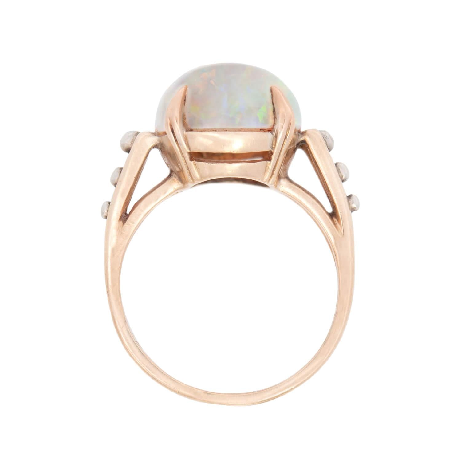 F & F FELGER Inc. Art Nouveau 14k Mixed Metal Opal Ring