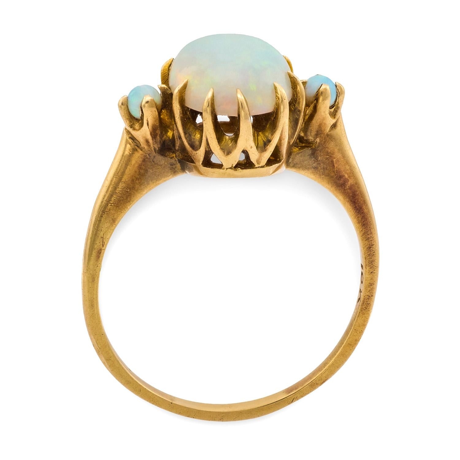 Edwardian 10k Opal Three Stone Ring