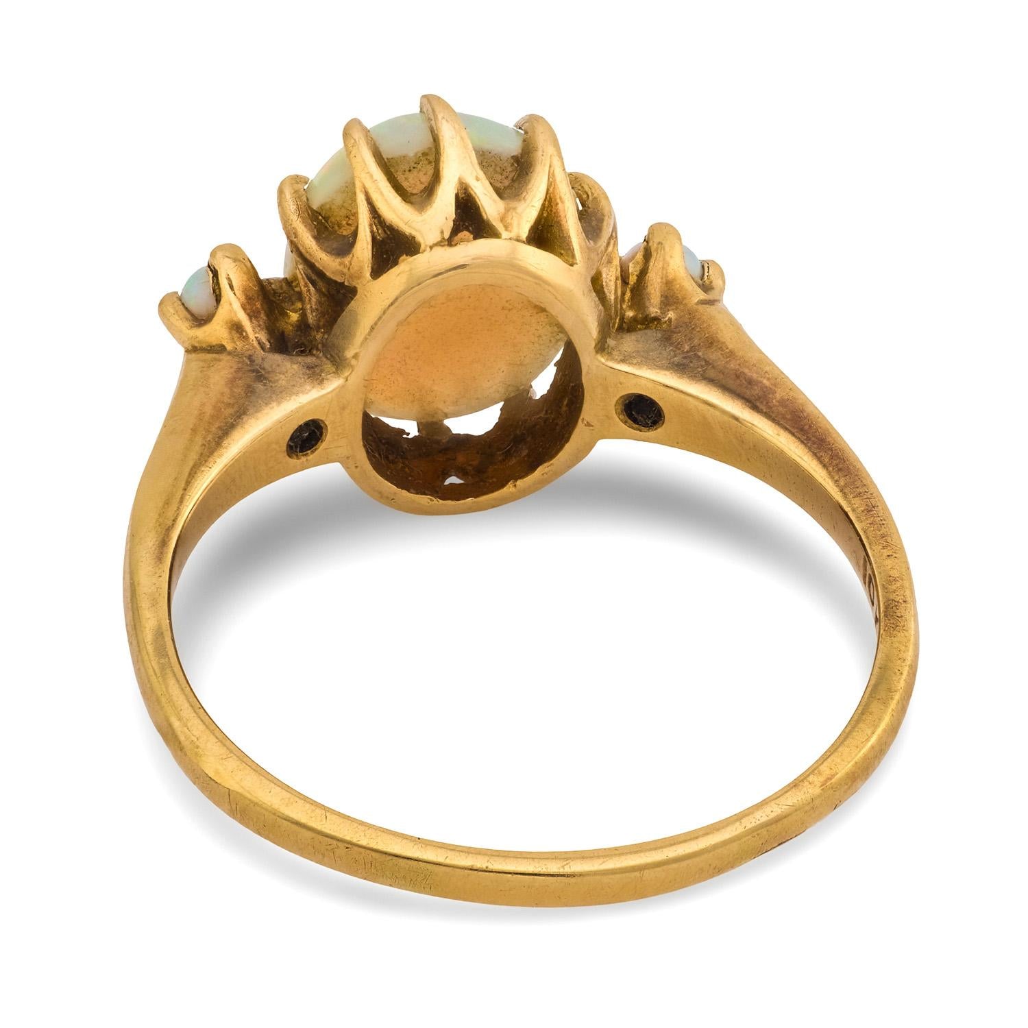 Edwardian 10k Opal Three Stone Ring