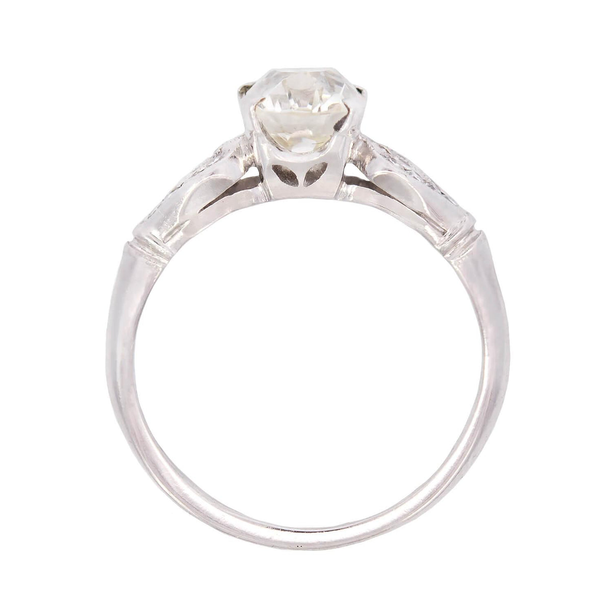 Art Deco Platinum GIA Oval Old Mine Cut Diamond Engagement Ring 1.20ct