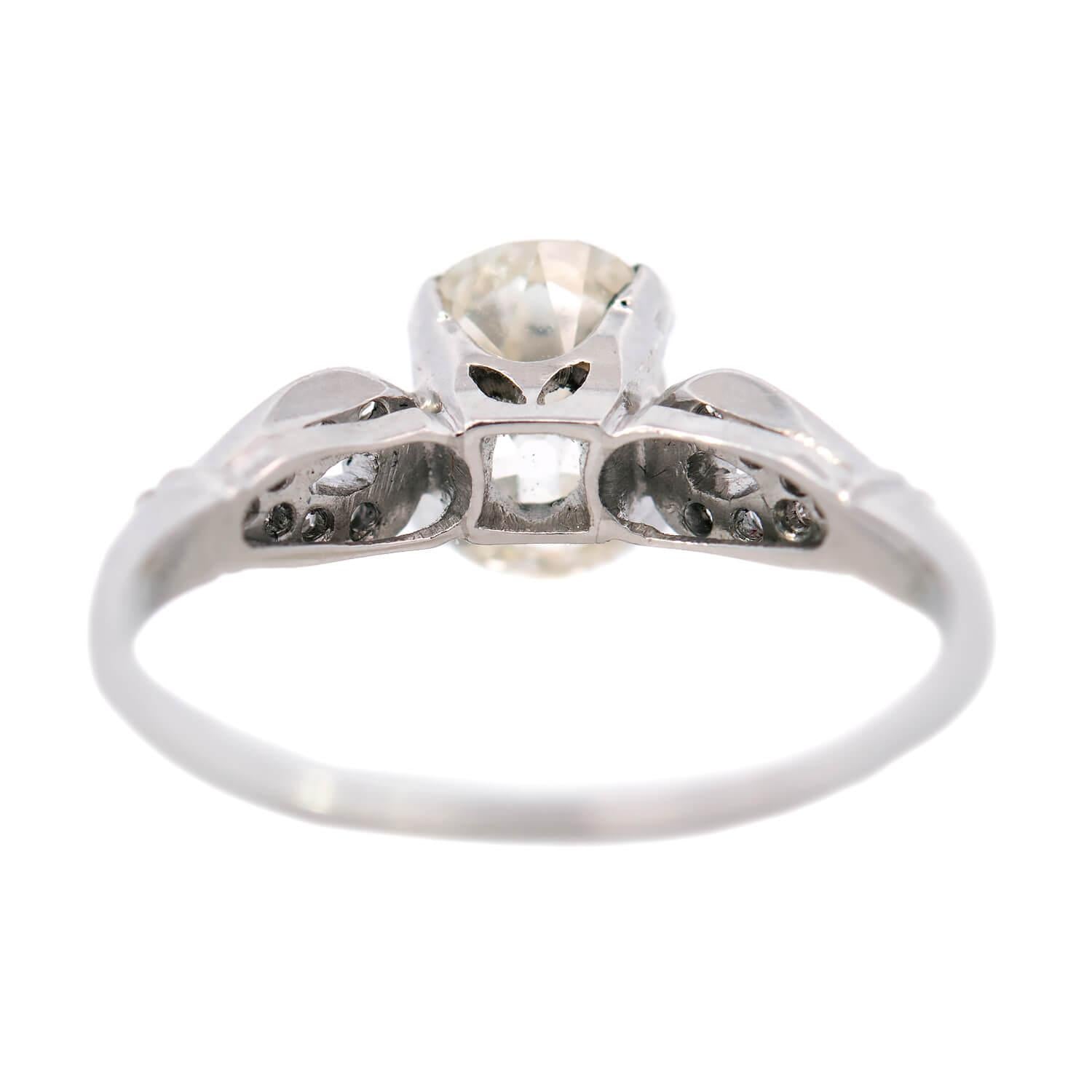 Art Deco Platinum GIA Oval Old Mine Cut Diamond Engagement Ring 1.20ct