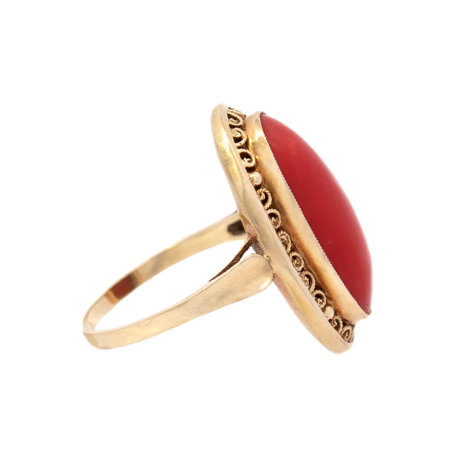 BIRKS Late Victorian 14k Oxblood Coral Ring