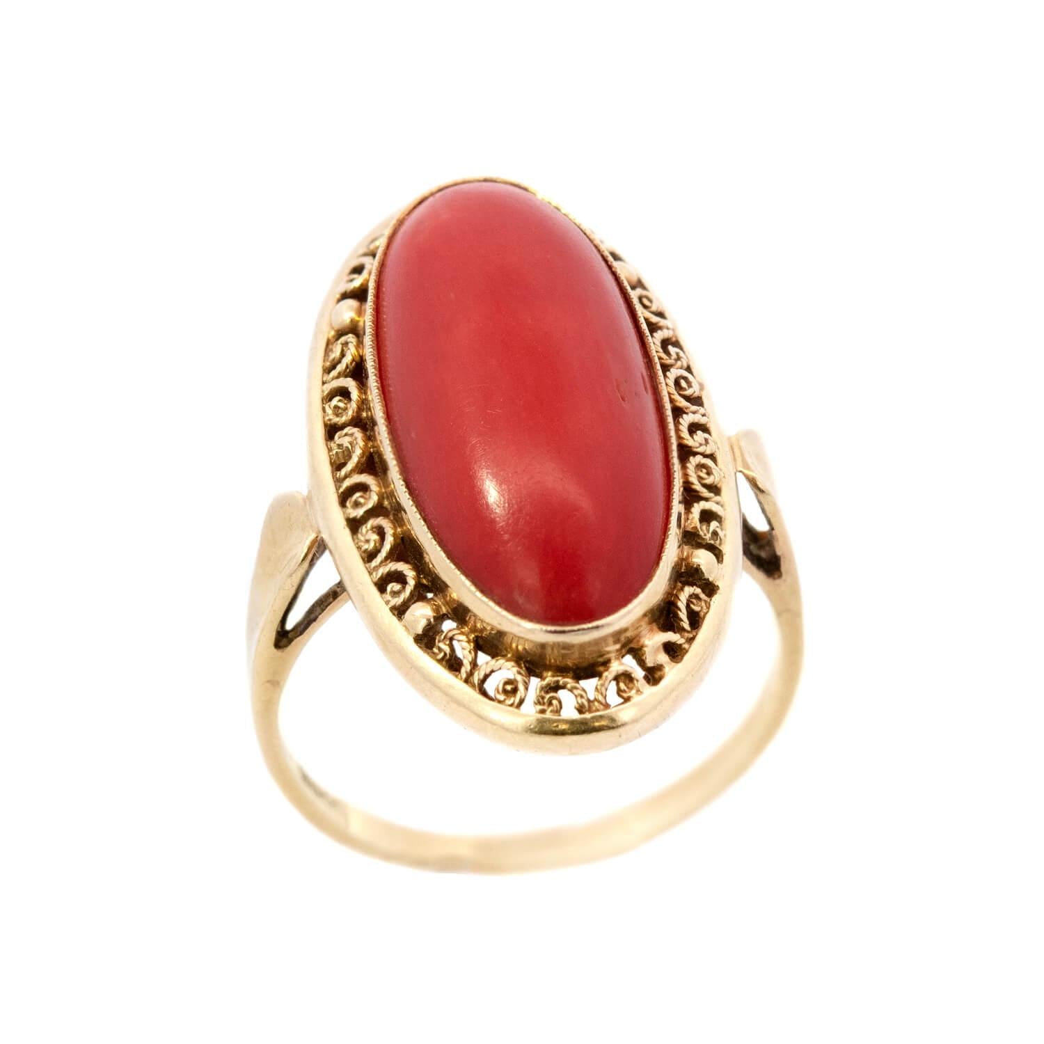 BIRKS Late Victorian 14k Oxblood Coral Ring