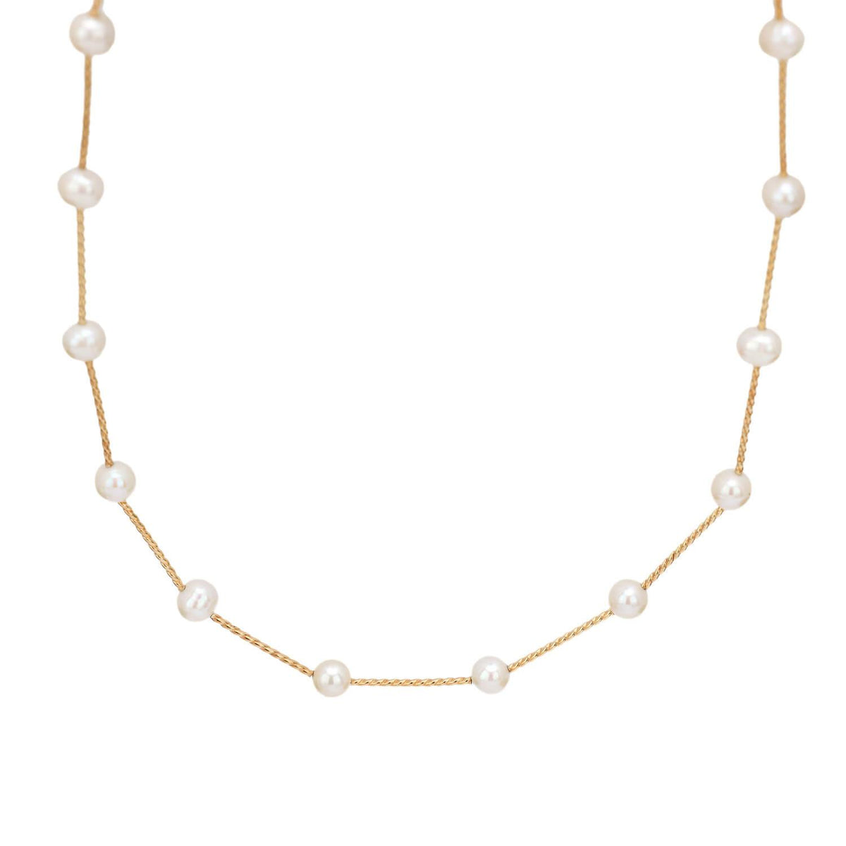 Estate 14k Pearl Tube Necklace