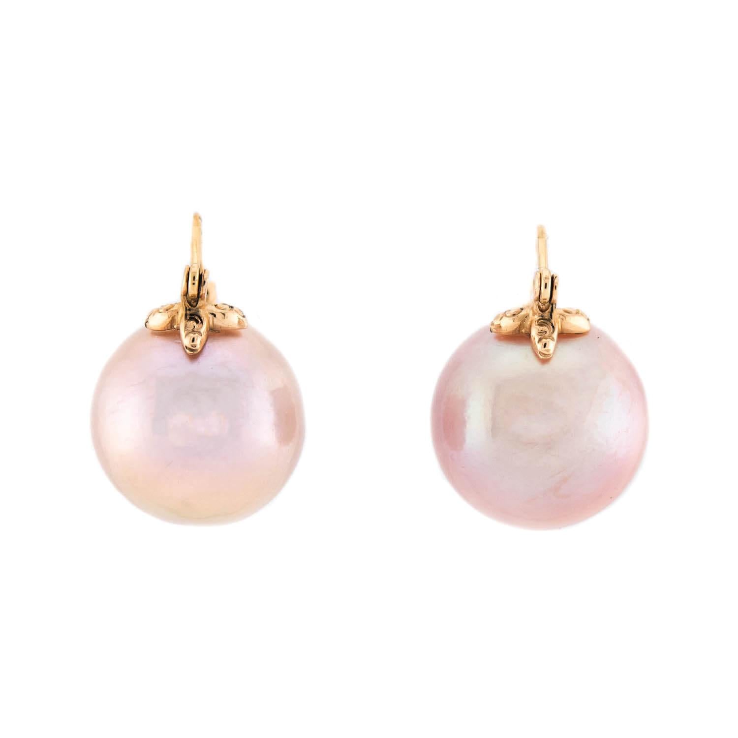 Estate 14k Pink Pearl Earrings