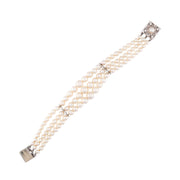 Retro 18k Pearl and Diamond Multi-Strand Bracelet