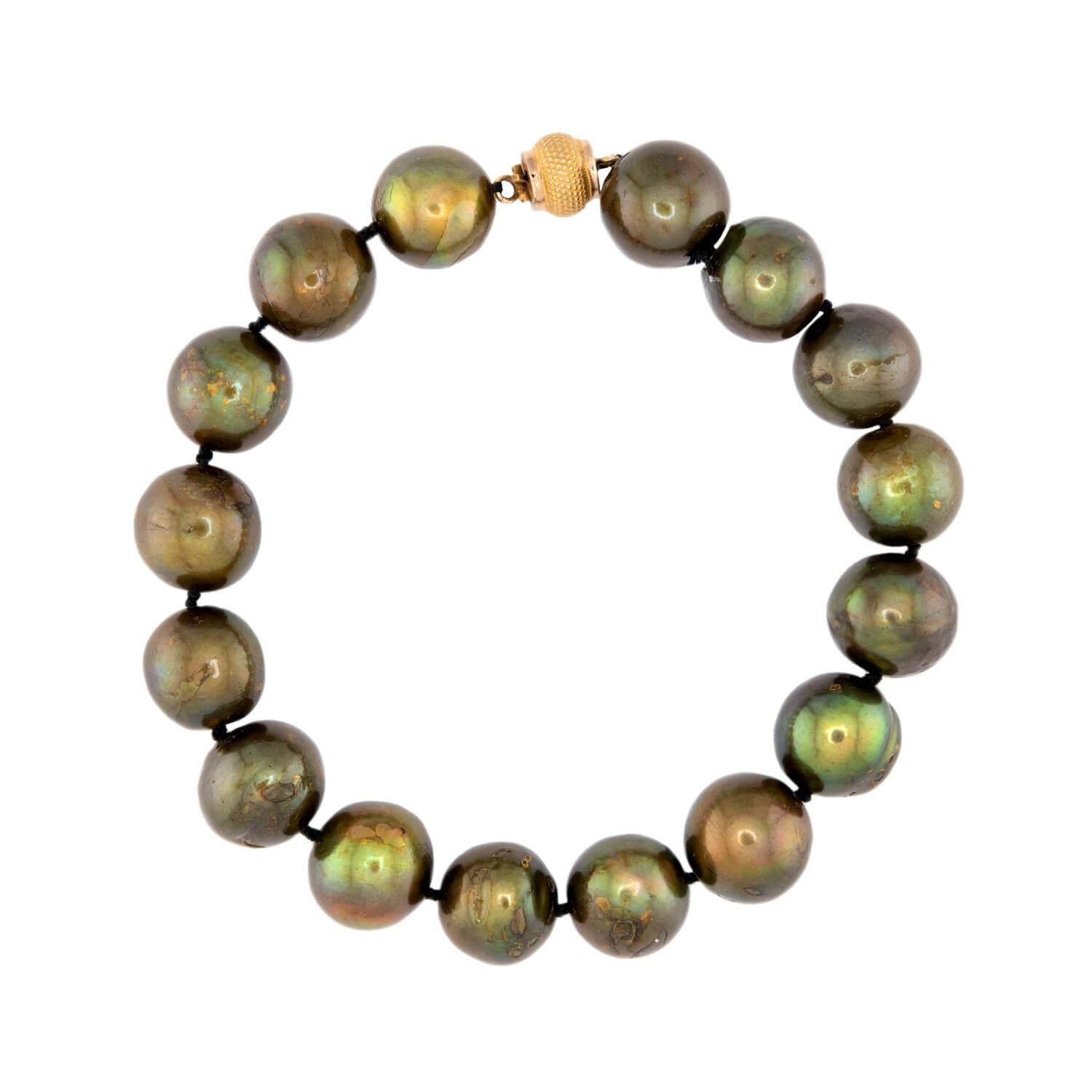 Estate 18k Tahitian Pearl Bracelet 12mm