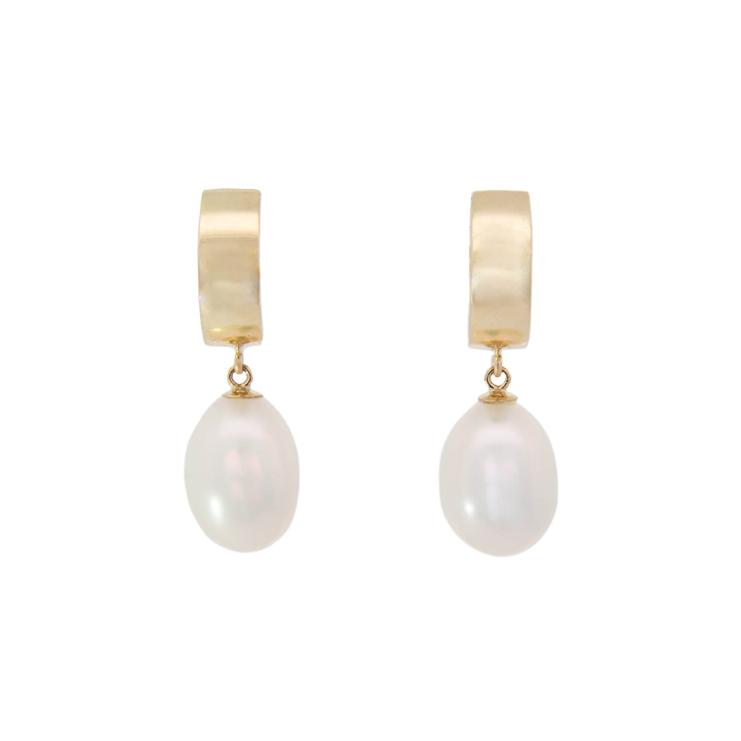 Estate 14k Pearl Hoop Earrings