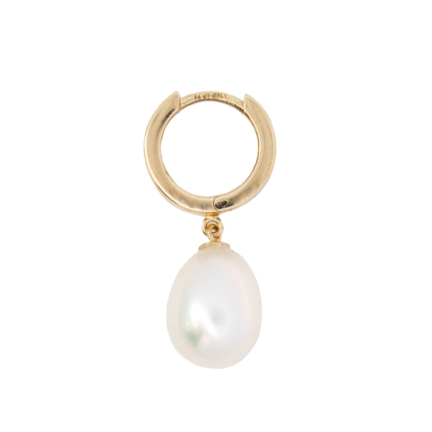 Estate 14k Pearl Hoop Earrings