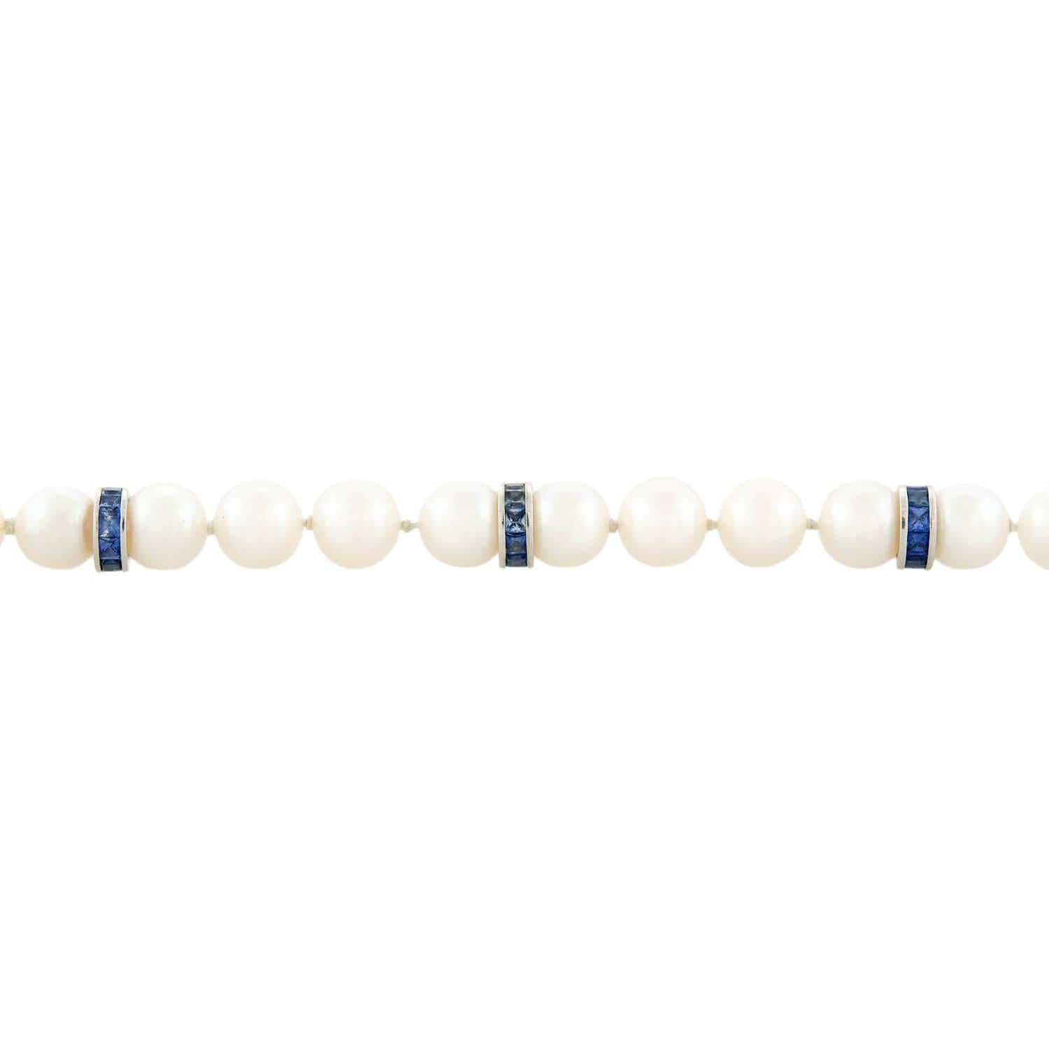 MIKIMOTO Estate 18k Pearl and Sapphire Bracelet