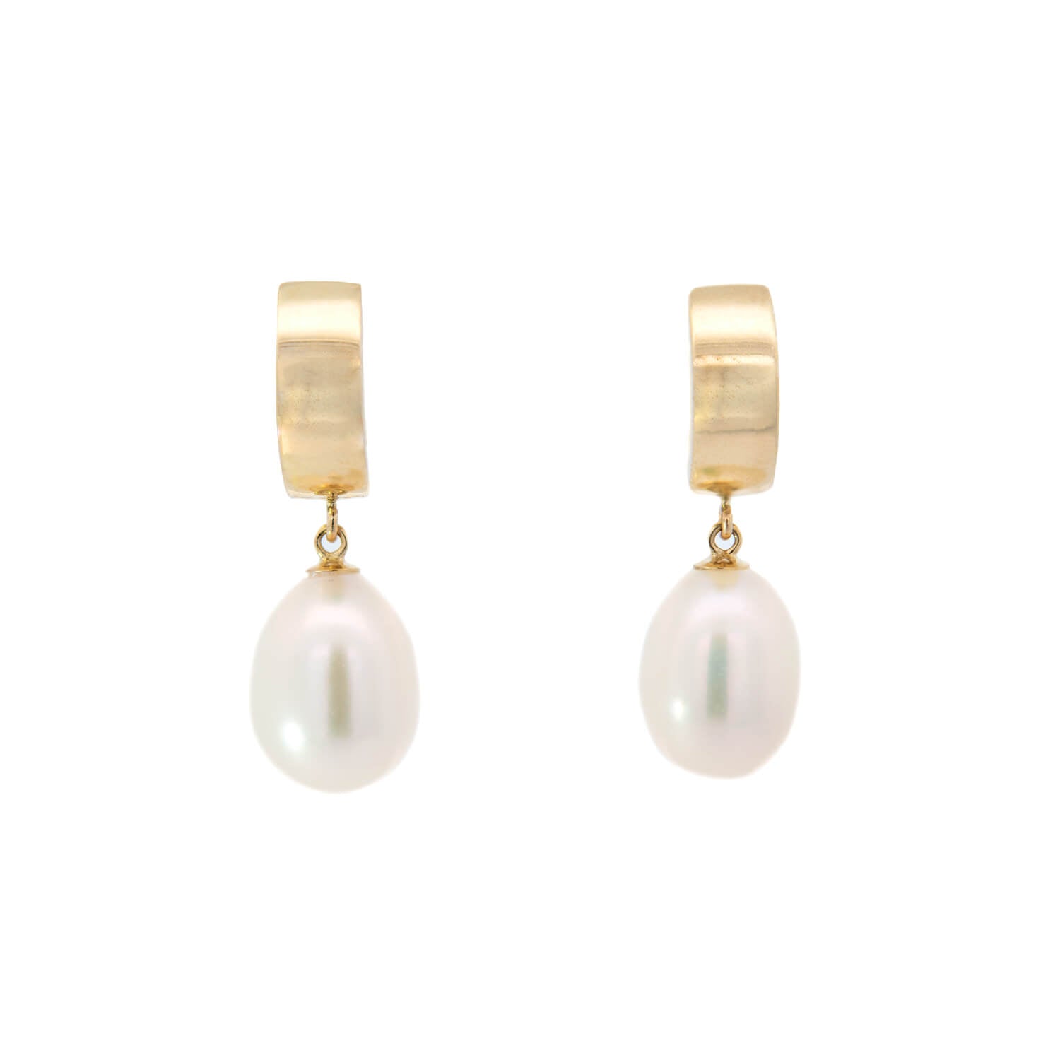 Estate 14k Pearl Hoop Earrings