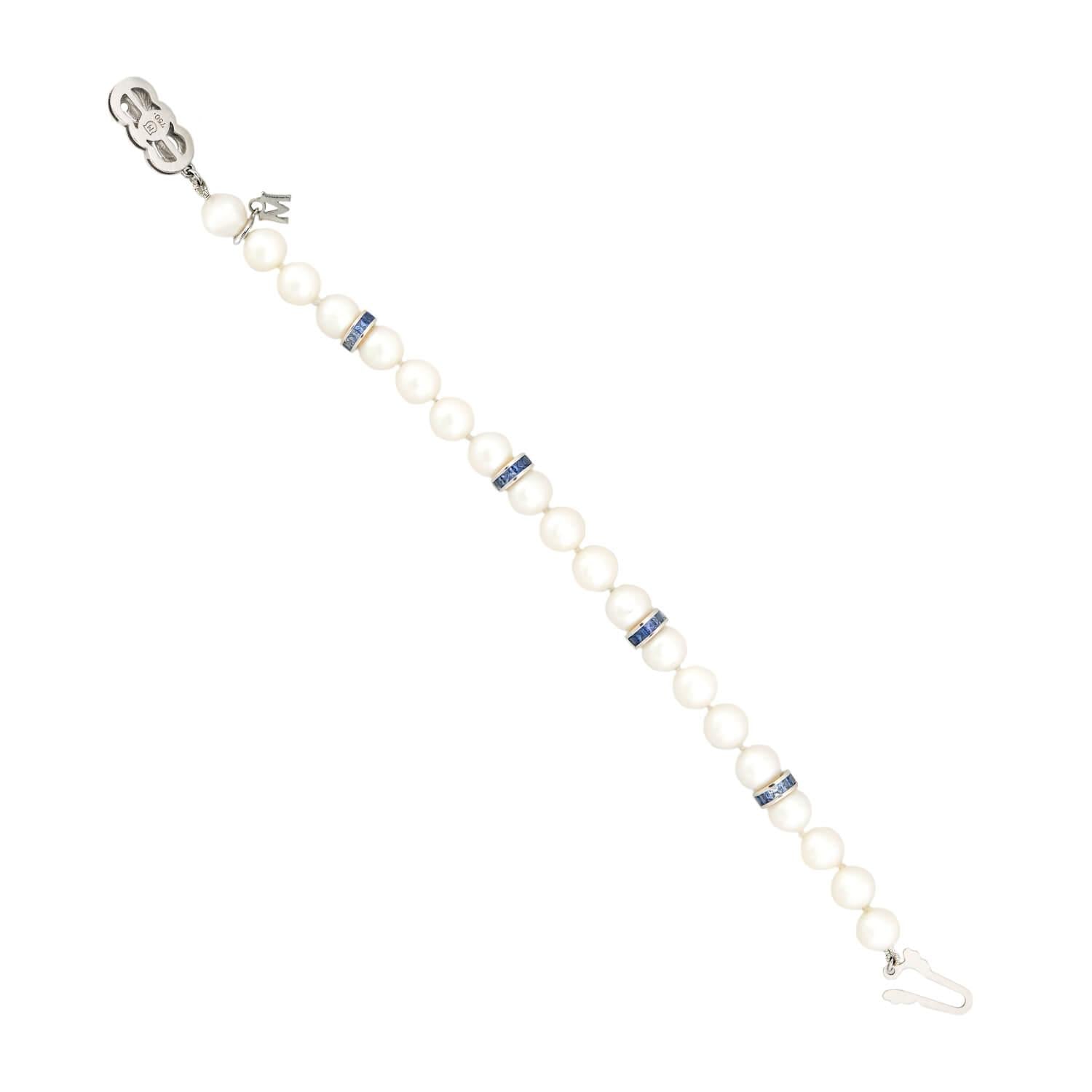 MIKIMOTO Estate 18k Pearl and Sapphire Bracelet