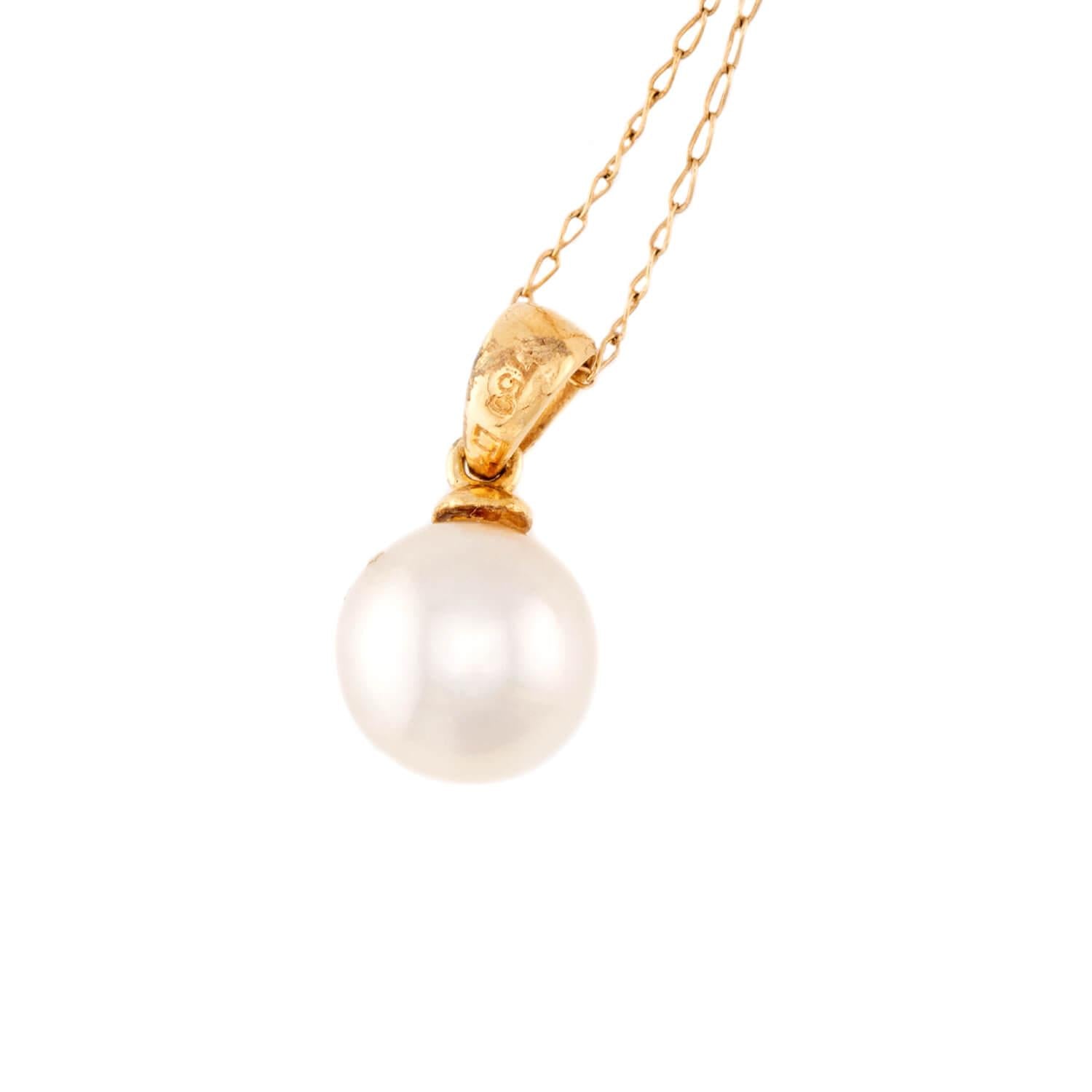 Estate 14k/18k Pearl Pendant Necklace