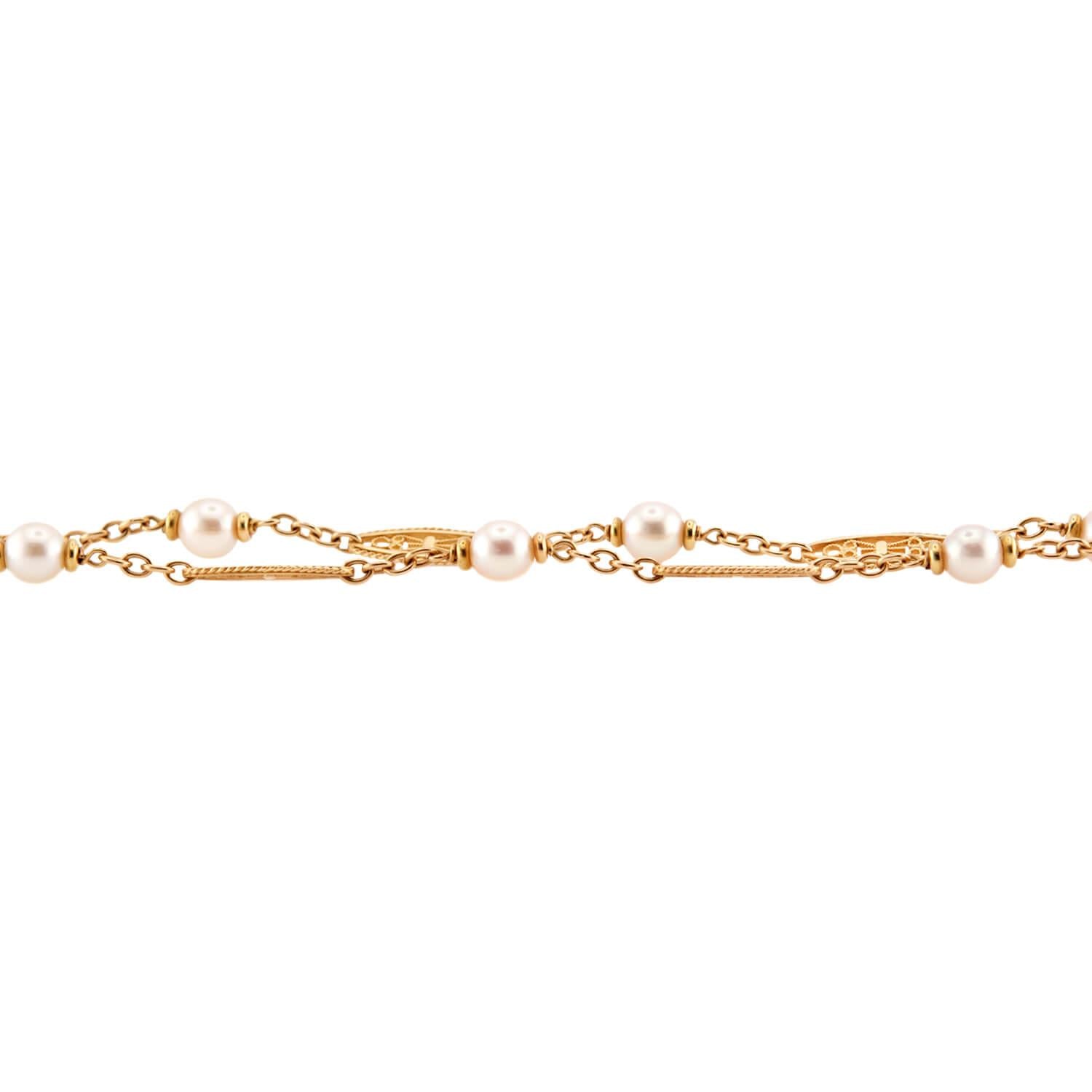 Art Nouveau French 18k Pearl Chain 23"