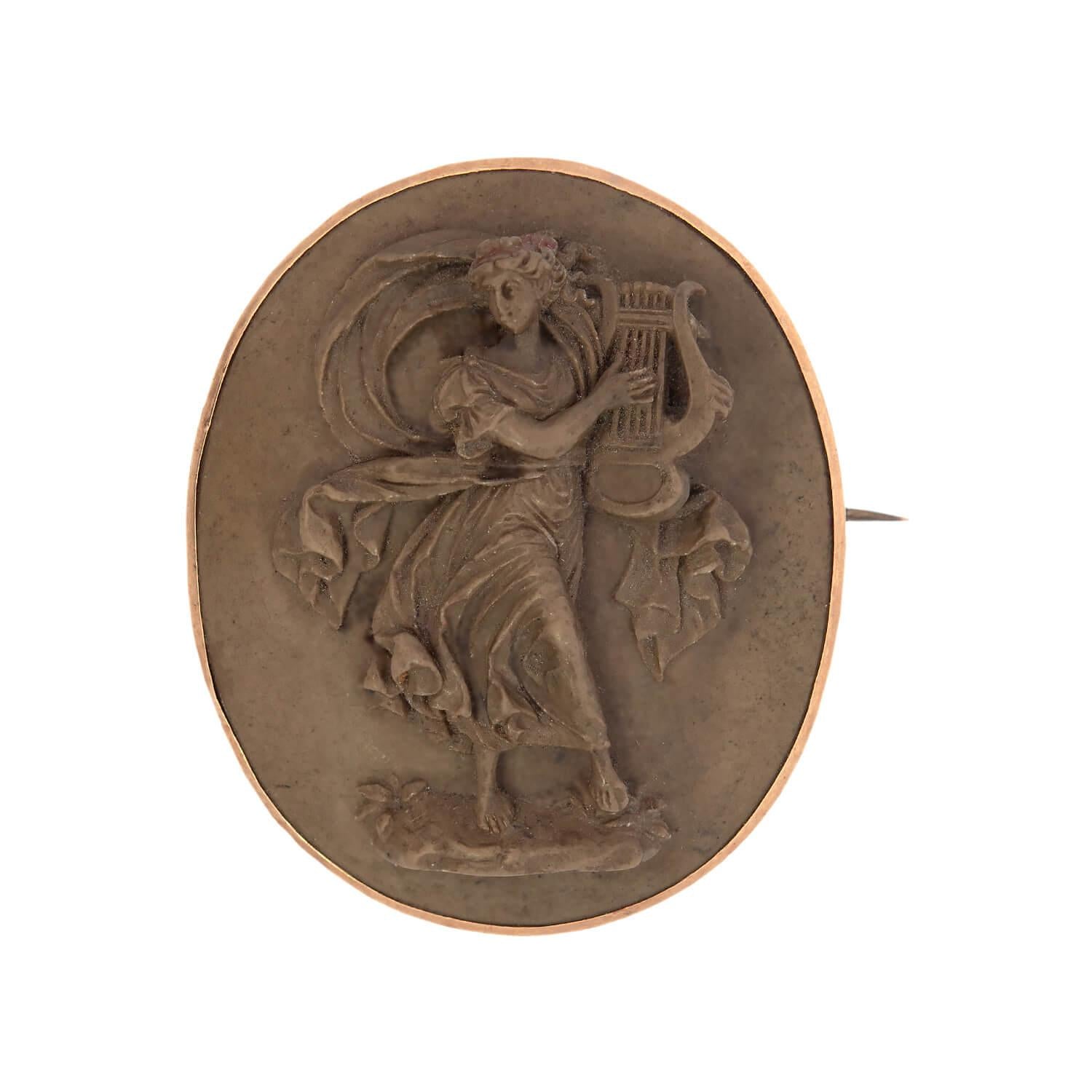 Victorian 14k Lava Cameo Terpsichore Pin