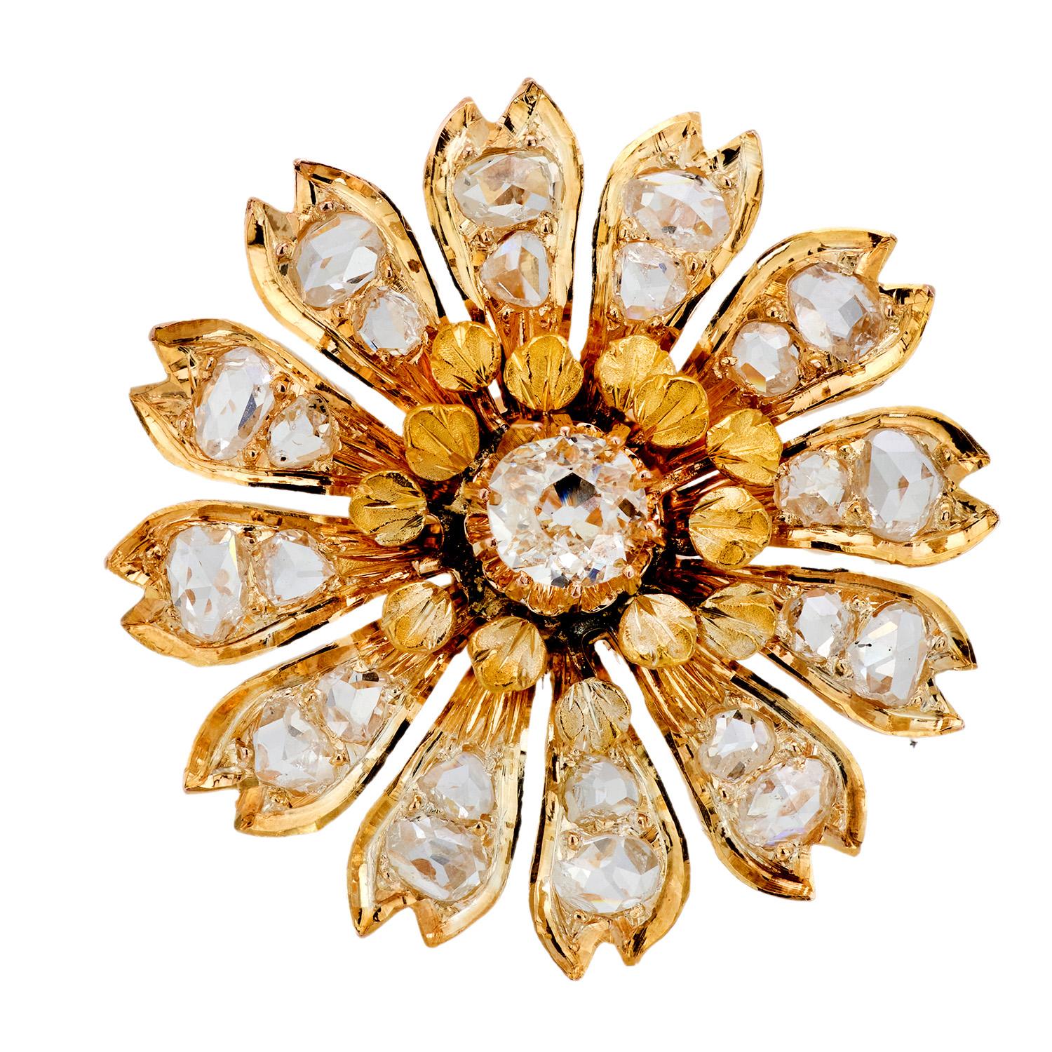 Victorian 18k Diamond Floral Motif Pendant