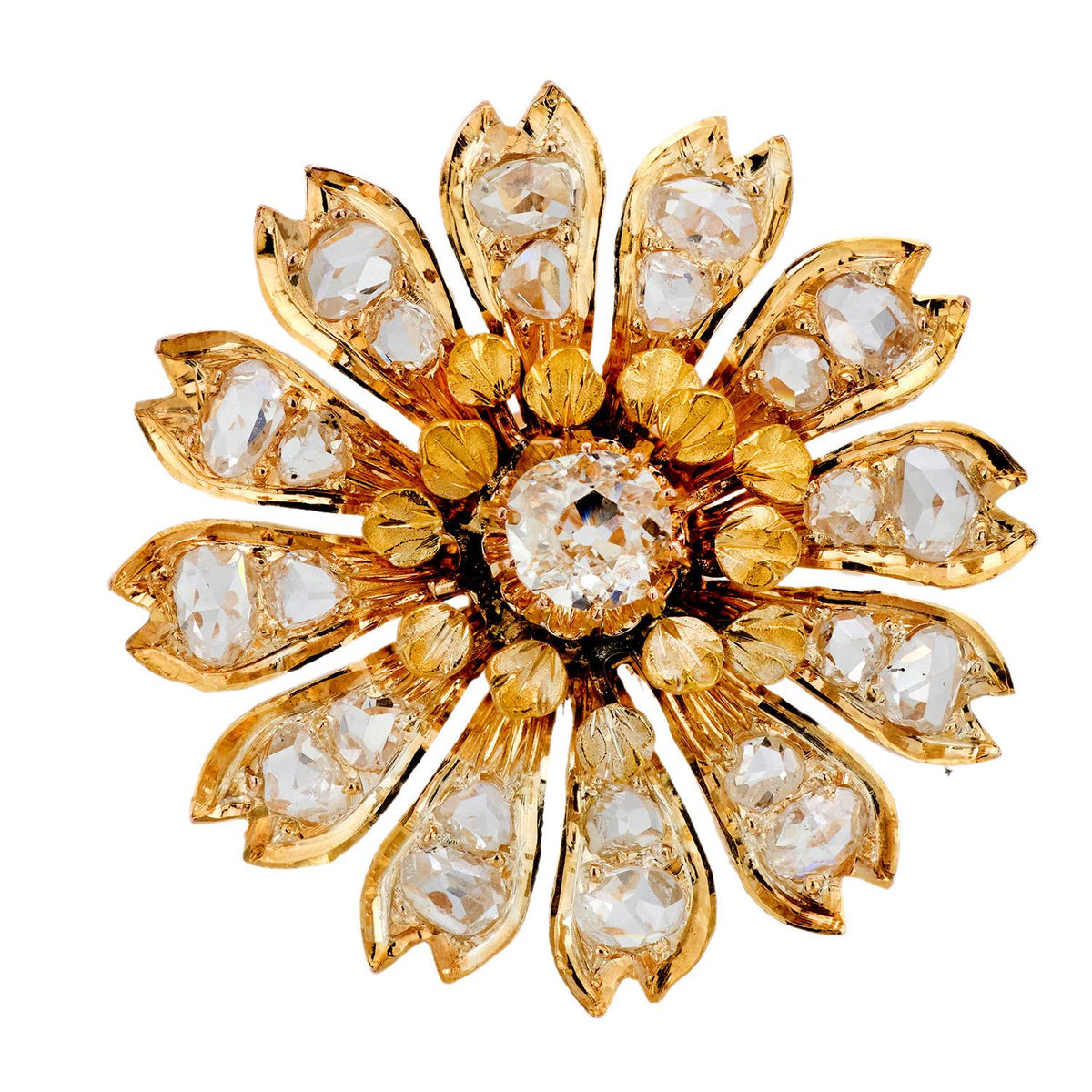 Victorian 18k Diamond Floral Motif Pendant