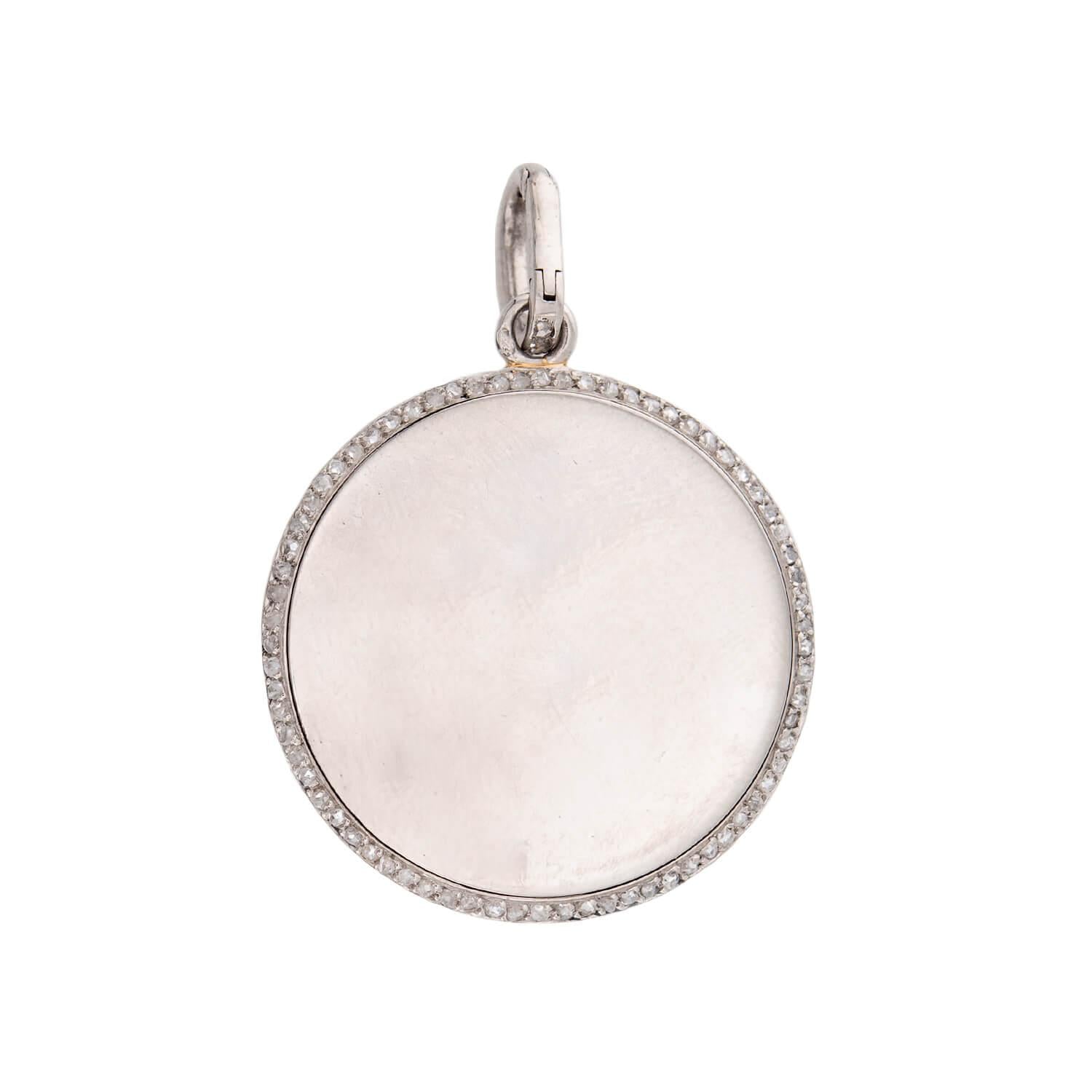 Edwardian 18k/Platinum Diamond Hermes-Motif Disc Pendant