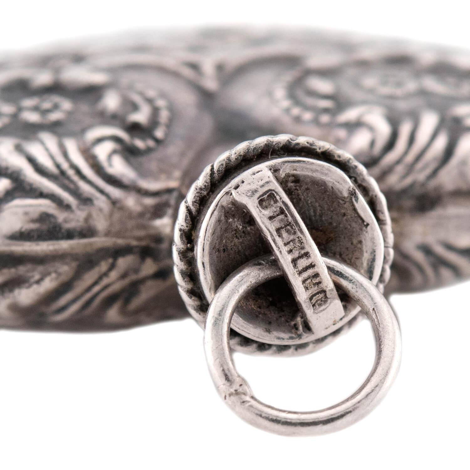 Victorian Sterling Silver Repoussé Perfume Bottle Pendant