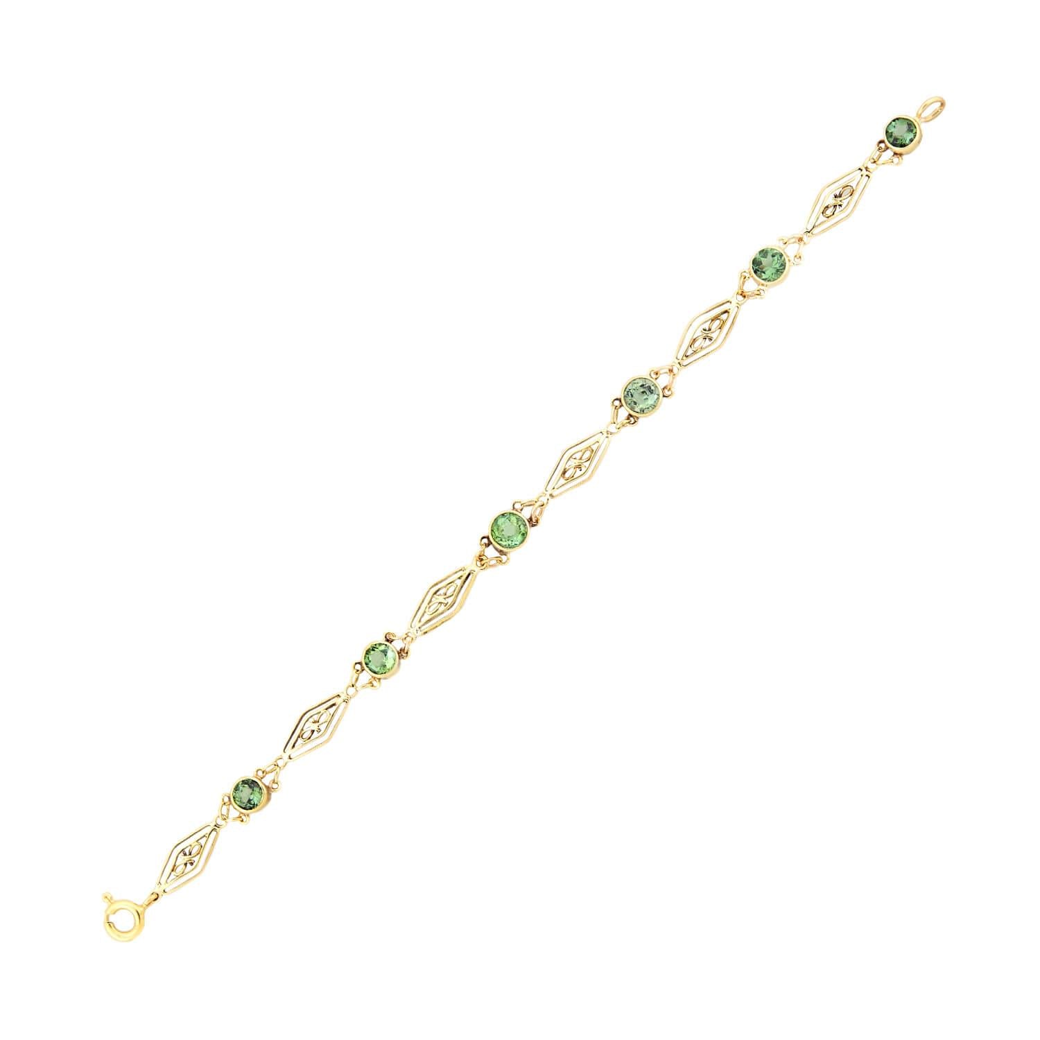 Art Nouveau 18k Peridot Link Bracelet