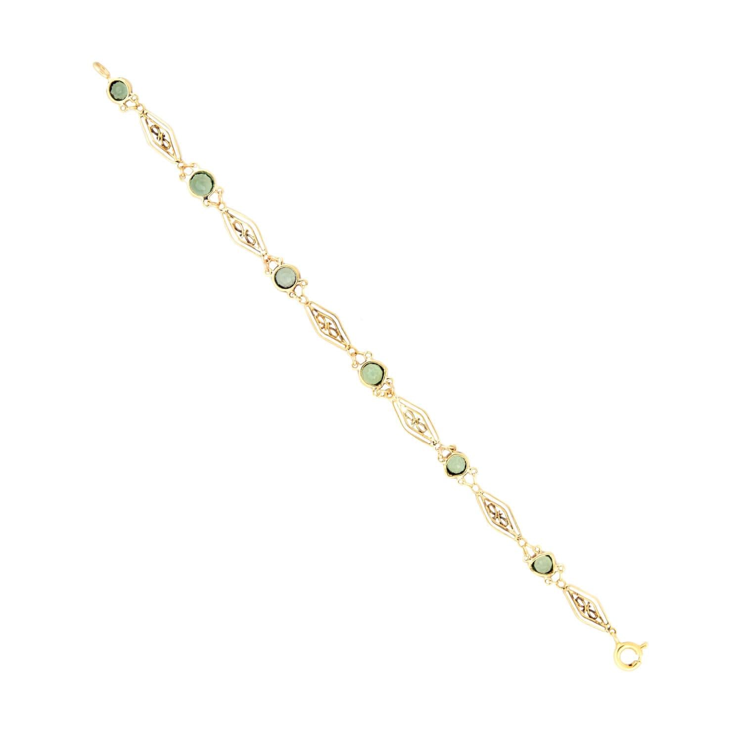 Art Nouveau 18k Peridot Link Bracelet