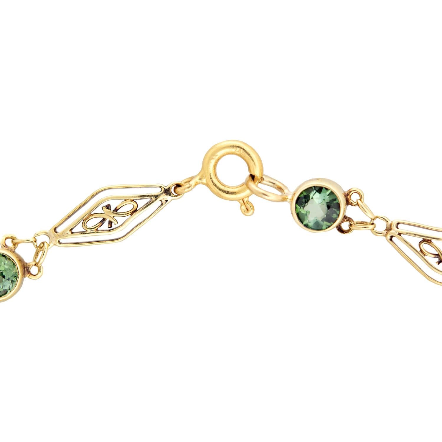 Art Nouveau 18k Peridot Link Bracelet