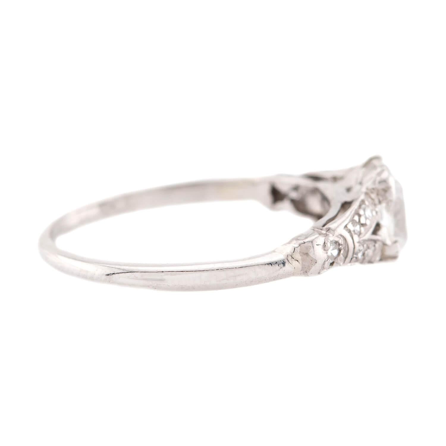 Art Deco Platinum GIA Diamond Engagement Ring 1.03ct