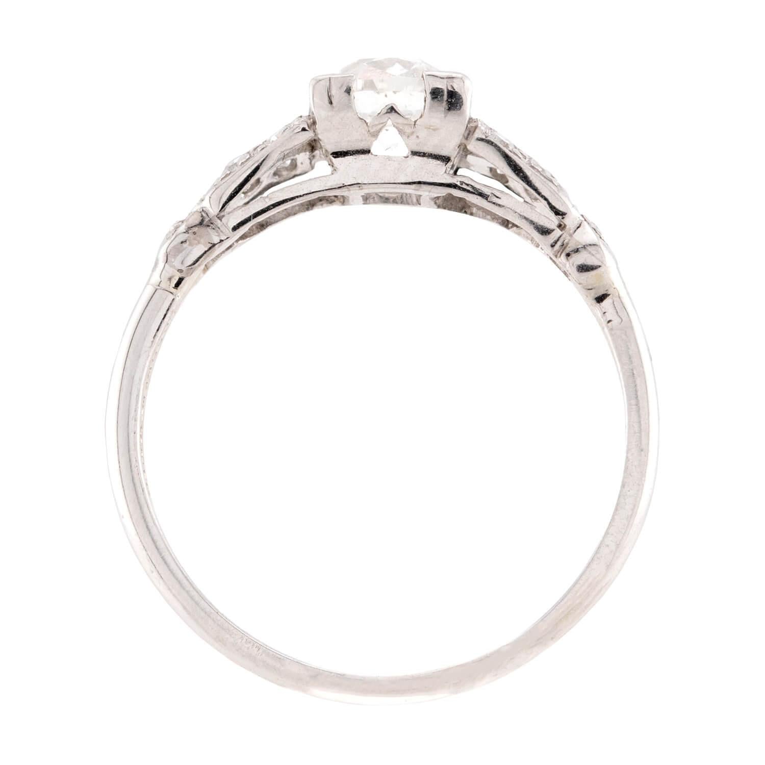 Art Deco Platinum GIA Diamond Engagement Ring 1.03ct