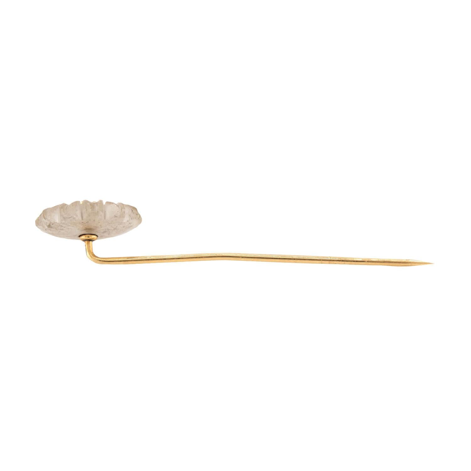 Victorian 14k Diamond & Camphor Glass Flower Stickpin
