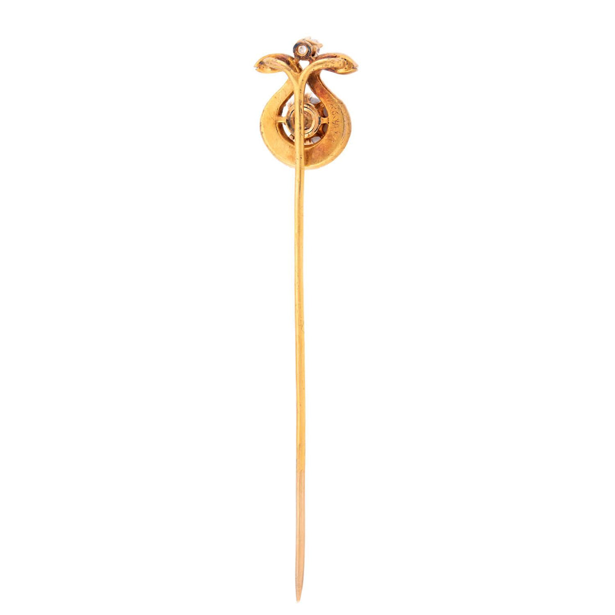 Victorian 14k Emerald, Diamond, & Pearl Snake Stick Pin