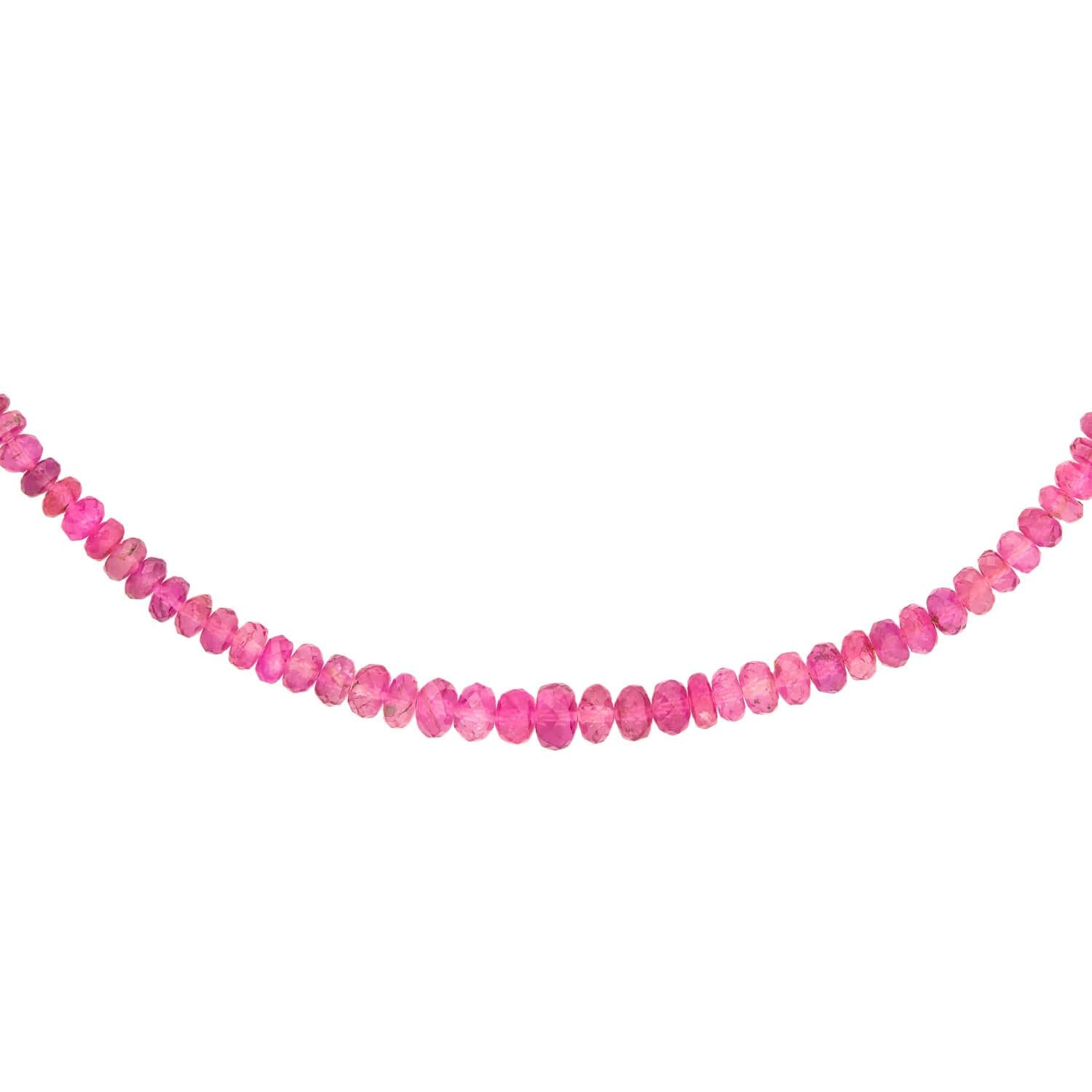 Estate 14k and Pink Tourmaline Rondelle Bead Necklace