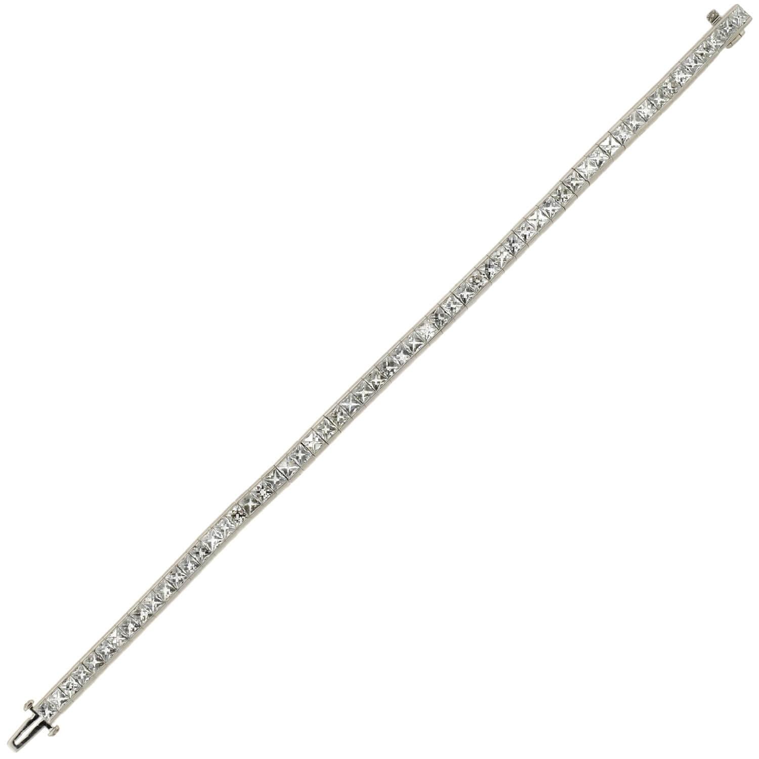 Estate Platinum French Cut Diamond Line Bracelet 11.60ctw