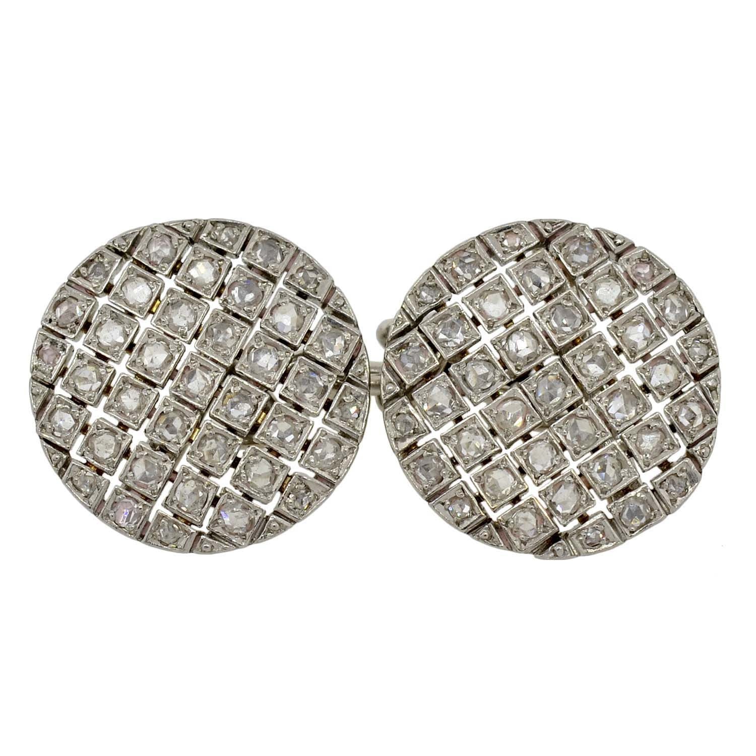 Edwardian Platinum & Rose Cut Diamond Cufflinks