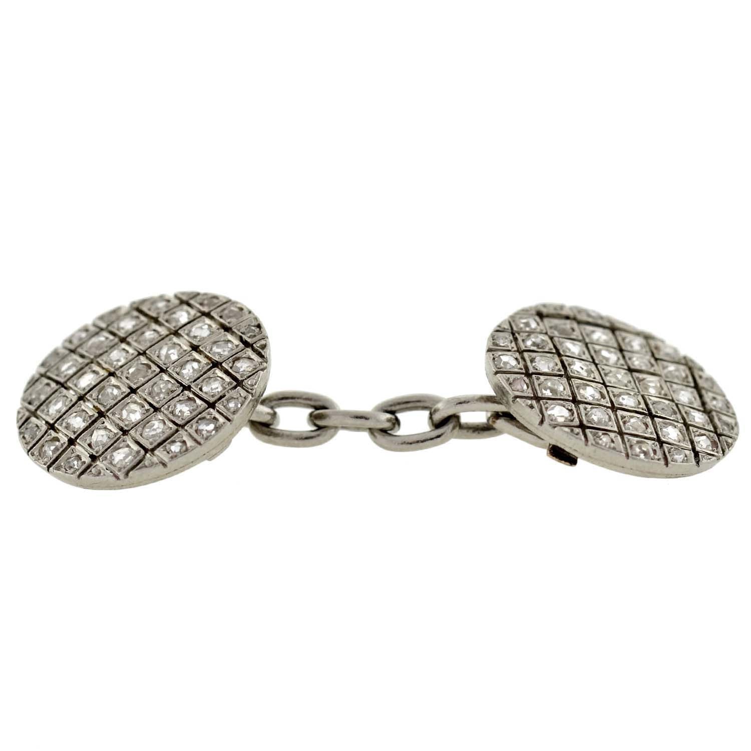 Edwardian Platinum & Rose Cut Diamond Cufflinks