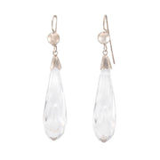 Vintage Sterling Silver Rock Quartz Crystal Drop Earrings