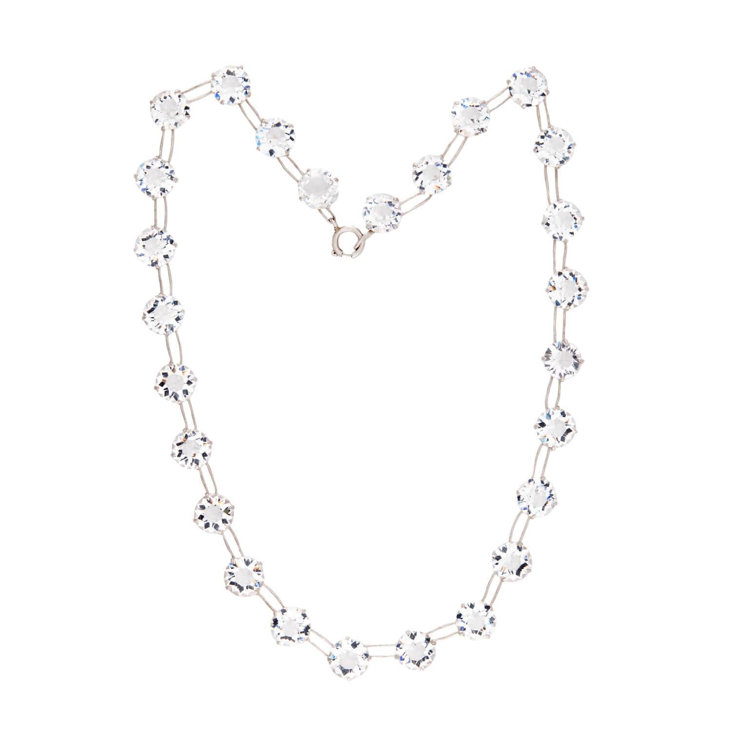 Art Deco Sterling Silver Rock Quartz Crystal Necklace