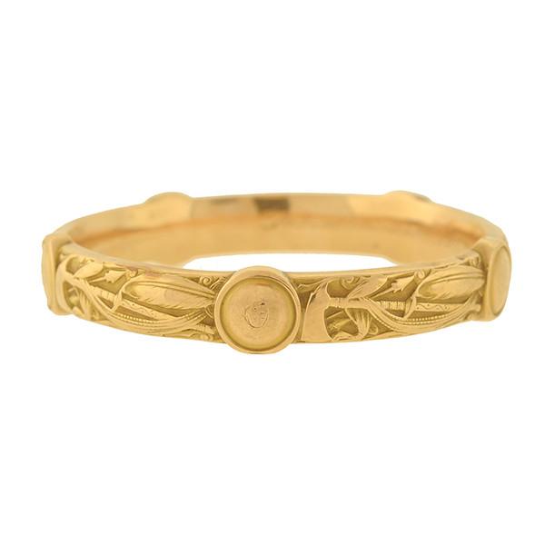 RIKER E.M. GATTLE Art Nouveau 14k Repoussé Tomahawk Bracelet