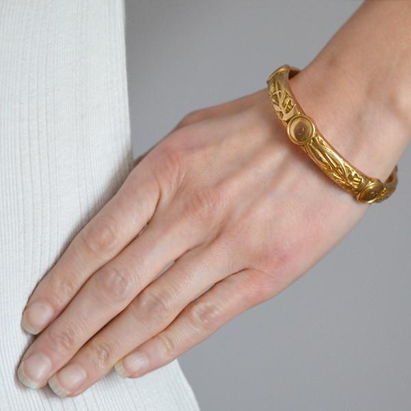 RIKER E.M. GATTLE Art Nouveau 14k Repoussé Tomahawk Bracelet
