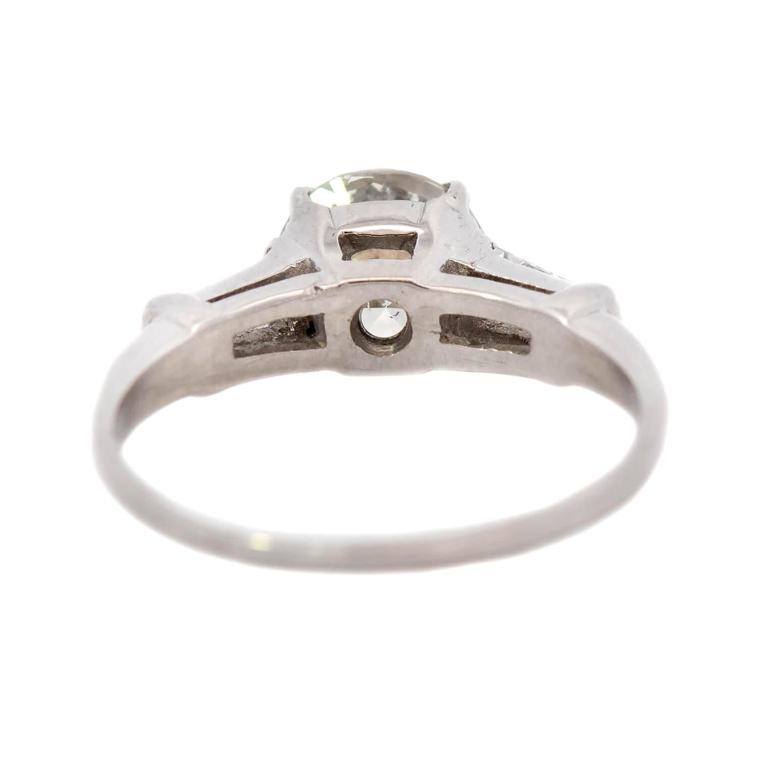 Retro Platinum Diamond Three Stone Engagement Ring 1.13ct