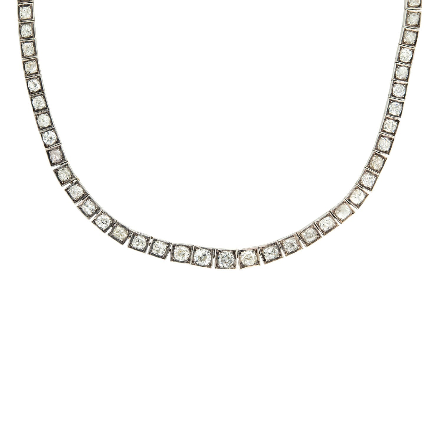 Edwardian 18k French Diamond Riviera Necklace 20.53ctw