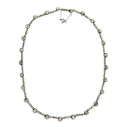 Victorian 14k/Sterling Silver Multi-Color Diamond Riviera Necklace
